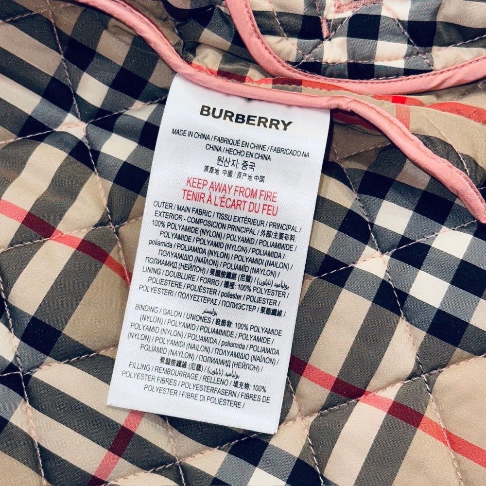 Burberry Pink Quilted Kids Jacket - Picture 9 of 13